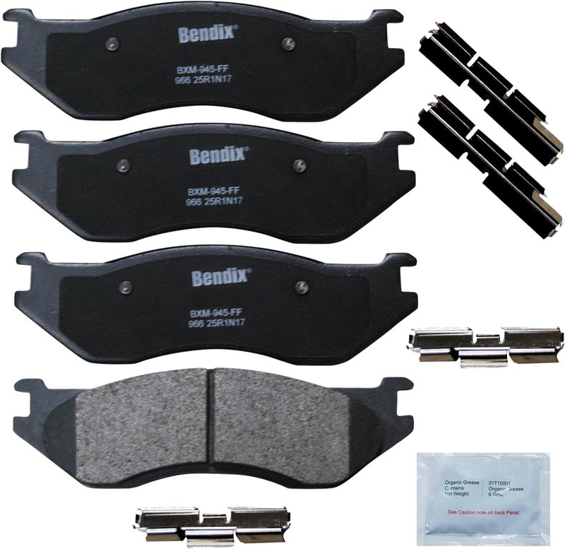 Bendix بطانات فرامل أمامية شبه معدنية Priority1 CFM966 لدودج دورانجو 2006-2003، رام 1500 2005-2002، رام 1500 فان 2003 - Image 1